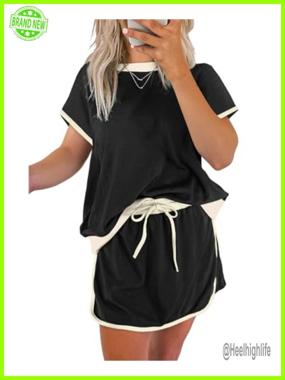Lounge Sets for Women 2 Piece Skirt Colorblock T Shirt and Skort Set